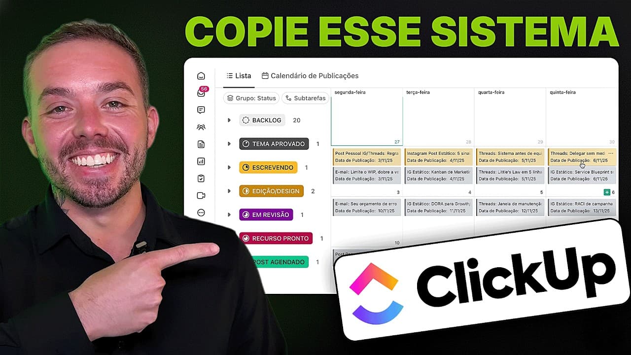 Imagem de capa: Calendário de conteúdo no ClickUp: como planejar 30 dias